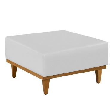 Imagem de Puff Luxo Corino Retangular Base Mesa Madeira Lar & Estilo Branco