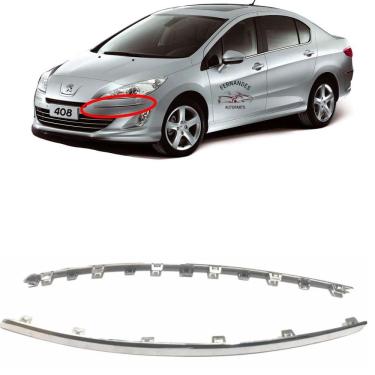 Imagem de Par Moldura Friso Cromado Parachoque Dianteiro Peugeot 408
