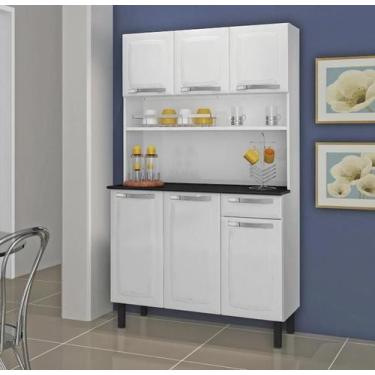 Imagem de Conjunto Cozinha Com Tampo 6 Pts 1 Gaveta Rose Branco Itatiaia