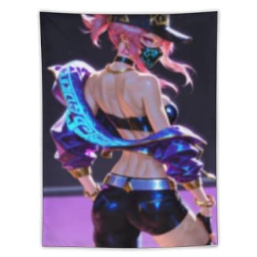 Imagem de LIEGBMEU Tapeçaria sexy de anime menina 152 x 203 cm arte de colcha de parede decoração de tapeçaria caprichosa AF124