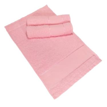 Imagem de Kit 12 Toalha Lavabo Mão Com Barra em Etamine para Bordar Ponto Cruz (Rosa Bebê)
