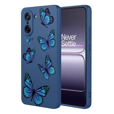 Imagem de HTXWXJC Capa de telefone para OnePlus Nord CE5, 1+ CE 5 CPH2719 capa à prova de choque flexível bumper TPU capas macias padrão borboleta capa de telefone para OnePlus Nord CE5 borboleta azul