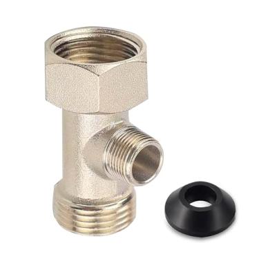 Imagem de Fvokle Válvula T adaptador bidê para bidê (7/20.3 cm x 7/20.3 cm x 3/20.3 cm) (15/40.3 cm x 15/16" x 9/40.6 cm), válvula de cabeça de chuveiro divisor de torneira de vaso sanitário, acessórios de