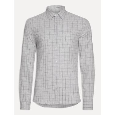 Imagem de Camisa Calvin Klein Masculina Slim Heather Plaid Xadrez Cinza Mescla-Masculino