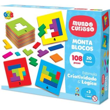 Imagem de Monta Blocos 108 Peças GGB Brinquedo Educativo Criativo com 20 Bases p