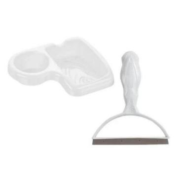 Imagem de Kit Porta Detergente  Rodinho De Pia Plástico Cozinha Branco - Keita