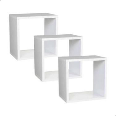 Imagem de Kit 03 Nichos Quadrados em MDF Branco Decoração Sala Quarto Banheiro E