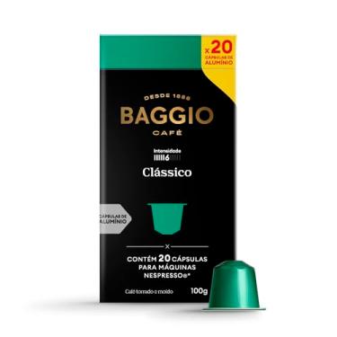 Imagem de Cápsulas de Café Clássico Baggio Café, compatível com Nespresso, contém 20 cápsulas