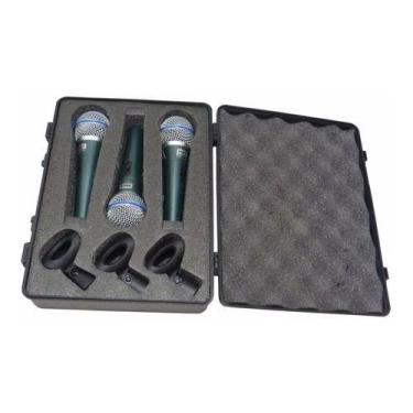 Imagem de Kit Com 3 Microfones Mxt Pro Btm 58a Com Maleta Dinâmico 