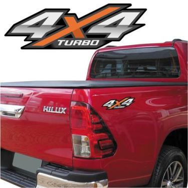 Imagem de Adesivo 4x4 Turbo Hilux 2016/2020 Flex Par Emblema Lateral - Teu Adesi
