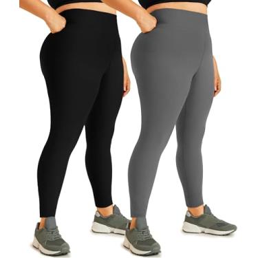 Imagem de Hi Clasmix- Leggings Plus Size para Mulheres - Cintura Alta Super Macia Leggings Pretas para Maternidade Calças de Yoga? Pacote com 2 - Preto Cinza, XX-Grande?