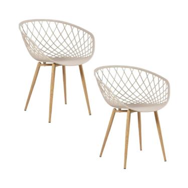 Imagem de Kit 2 Cadeiras Clarice Nest Wood Com Apoio de Braço Bege