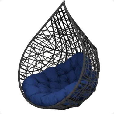 Imagem de Balanço Suspenso Ninho Gota Com Mosquetão E Mola Para Terraço - Preto 