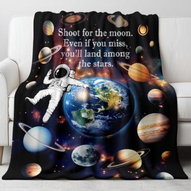Imagem de Jekeno Cobertor espacial de galáxia para crianças, estrela, planeta, sistema solar, cobertor de brinquedo de astronauta, presente para meninos e meninas, aniversário, decoração de quarto de Natal para