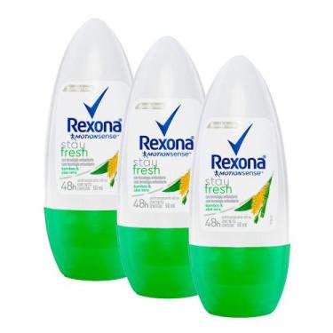 Imagem de Kit 3 Desodorante Antitranspirante Rexona Feminino Roll On Bamboo e Al