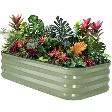 Imagem de 1MORE Canteiro de jardim elevado - Caixa de plantação galvanizada 10 x 2 x 2 cm para jardinagem e plantio ao ar livre, ideal para vegetais e plantas. Verde-1Pcak