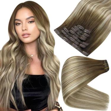 Imagem de Extensões de cabelo Clip in Full Shine Balayage 45 cm 120 g 8 unidades