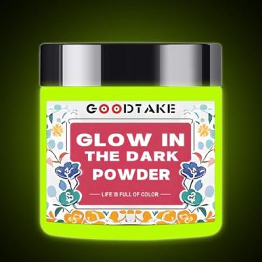 Imagem de GOODTAKE Pó brilhante amarelo neon, pigmento em pó que brilha no escuro, pó luminoso, pigmento fluorescente para pintura de geleca, resina epóxi, arte de unhas, artesanato faça você mesmo (amarelo