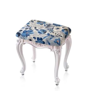 Imagem de Flashideas Conjunto de 2 capas de banco de bar Blue Flowers com faixa elástica para banco de banco de banco de banco de madeira