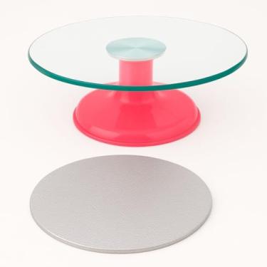 Imagem de Kit Bailarina De Bolo Vidro Mais Tapete Antiderrapante 30cm (Rosa, 30cm)