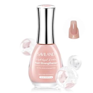 Imagem de SAVILAND Fortalecedor avançado de unhas: base de corretivo natural Nude Air Dry para crescimento de unhas para reparo de unhas danificadas, unhas fracas e finas, fortalecimento das unhas, 15 ml
