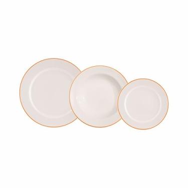 Imagem de Produzido pela Schmidt Serviço de Baixela 18 Peças em Louça Coleção Filete Laranja