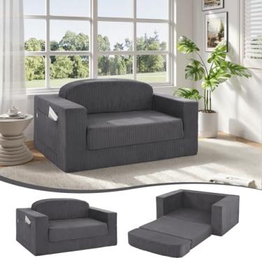 Imagem de MeMoreCool Sofá-cama conversível, sofá-cama, sofá de cama de casal pequeno sem ossos para adultos, assento dobrável de espuma para adultos, sofá dobrável de veludo cotelê para quarto