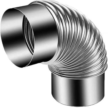 Imagem de Cotovelo De Duto De Ventilação De Cozinha, Extensão De Chaminé De Tubo De Fogão De Cotovelo De 90 °, Conector De Tubo De Cotovelo, Tubo De Chaminé Galvanizado Tubo D, Silver, 16cm