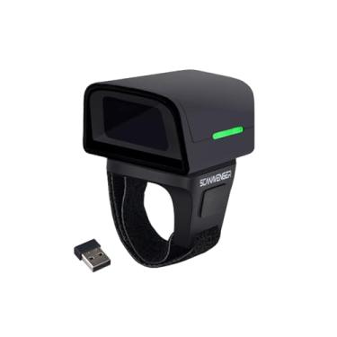 Imagem de ScanAvenger Scanner de código de barras QR Ring 1D 2D – Mini leitor de dedo sem fio Bluetooth vestível, USB e 2,4 GHz, compatível com iOS, Android, Windows, para uso em armazém, loja e inventário