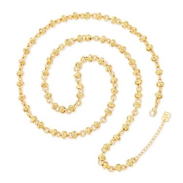 Imagem de Aobei Pearl Colar feminino de corrente longa de ouro 18K ou platina, corrente grossa, corrente aberta, geométrica, ajustável, joia em camadas, Metal, Sem Pedra Preciosa