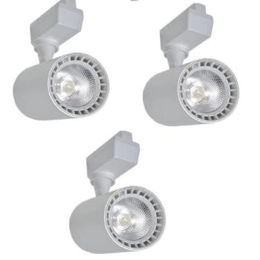 Imagem de Kit 3 Spots Led Para Trilho Branco 20W 3000K Luz Amarela JNG, 3