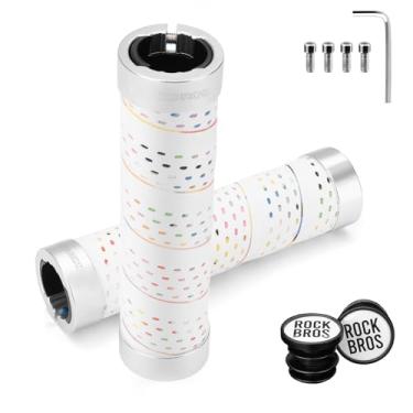 Imagem de ROCKBROS Punhos de guidão de bicicleta, guidão antiderrapante de 22,2 mm para bicicletas, design de fita de guiador envolvente de silicone e EVA, trava dupla de liga de alumínio com parafusos