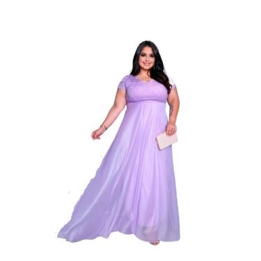 Imagem de Vestido Longo de Festa Plus Size - Glamoor Festa, Lilás, G2