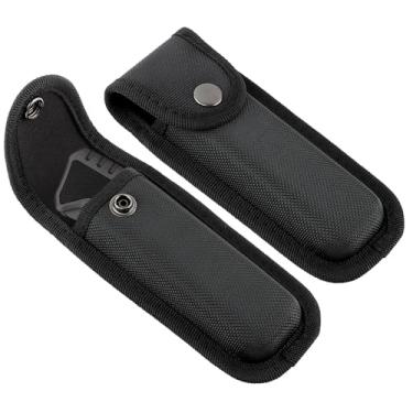 Imagem de 2 peças de bainha de nylon para canivetes, bolsa multiferramentas com fecho de pressão e passador de cinto para uso externo ou diário (Cor: preto)