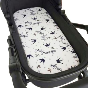 Imagem de Colchão para Carrinho Moises Colchonete Bebê Menino Menina com Capa Removível e Espuma(MEU PRINCIPE MARINHO)