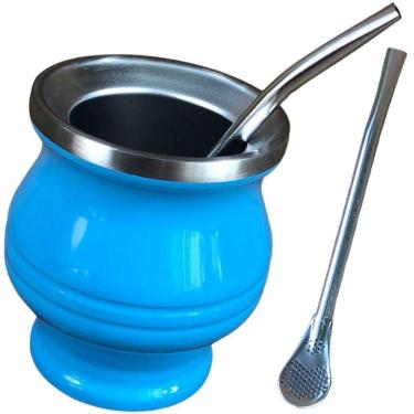 Imagem de Cuia Terere Chimarrão Térmica Copo Inox Mate Bomba Canudo