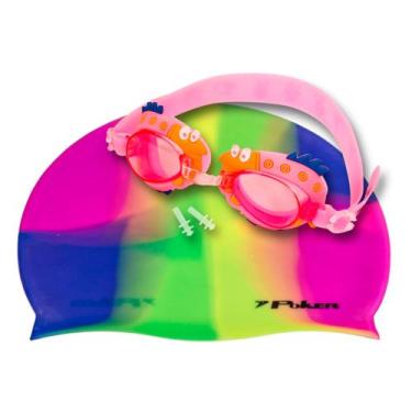 Imagem de Kit Óculos + Touca + Protetor de Ouvido de Natação Infantil Cartoons 1