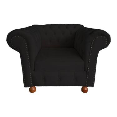 Imagem de Poltrona Chesterfield Capitone Luis XV Suede Preto /  Decoracao , Sala estar, tv, recepção, barbearia
