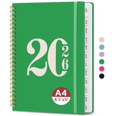 Imagem de Agenda 2026, agenda semanal e mensal, janeiro de 2026 a dezembro de 2026, agenda de calendário de capa dura com abas e bolso interno, material escolar para mulheres e homens - A4 (21,6 cm x 28 cm
