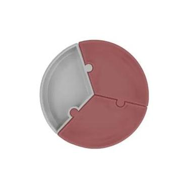 Imagem de Prato Infantil De Silicone Encaixe Puzzle Velvet Rose E Cinza - Minikoioi