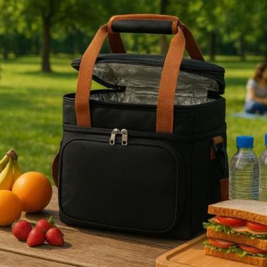 Imagem de Bolsa Térmica Divisórias Mochila Lancheira Grande Com Alça - Brinqlar,