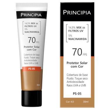 Imagem de Protetor Solar Facial Principia 14,5% Mix de Filtros UV + 5% Niacinamida FPS 70 PS-05 Cor 4.0 com 30ml