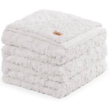 Imagem de UGG Cobertor King de pele sintética, cobertor fofo de dupla face, aconchegante e grande para sofá, roupa de cama lavável para cama king californiana, decoração de casa de luxo, 279 cm x 228 cm, branco