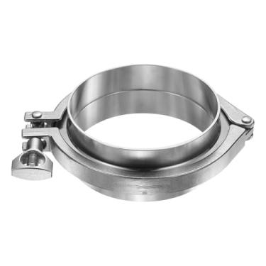 Imagem de PATIKIL Encaixe de braçadeira sanitária, braçadeira sanitária tripla de 8,9 cm para tubo de 8,9 cm OD solda Virola 304 de aço inoxidável para tubos sanitários resistentes com braçadeira e junta de