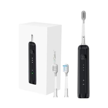 Imagem de OralGos Escova de Dentes Elétrica com Vibração Oscilante de 60°, 3 Modos de Limpeza, Recarregável, Corpo Cerâmico, à Prova d’Água IPX7, Timer Inteligente de 2 Minutos, 3 Cabeças Substituíveis, Kit Portátil de Viagem (preto)