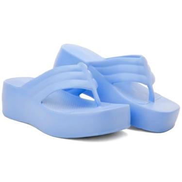 Imagem de Chinelo Nuvem Slide Plataforma Feminino Preto – EVA Macio, Antiderrapante Confortável (Azul, BR, Adulto, Faixa Numérico, 34, 35)