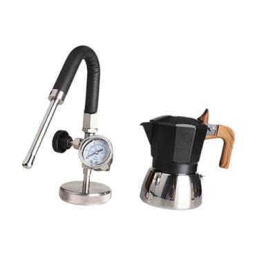 Imagem de Bothyi Panela de espuma a vapor com gerador de vapor, máquina de café expresso italiana com válvula dupla, espumador para gás elétrico, Preto