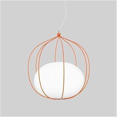 Imagem de Lustre moderno com gaiola de arame de metal, luminária pendente de teto industrial retrô, luminária de suspensão com altura ajustável compatível, decoração moderna