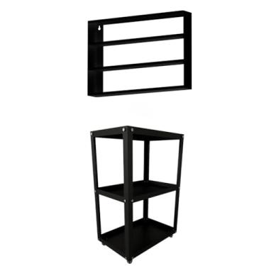 Imagem de Carrinho Auxiliar em Aço Suporte De Esmalte Estético Com Rodinhas(PRETO + PORTA ESMALTE)
