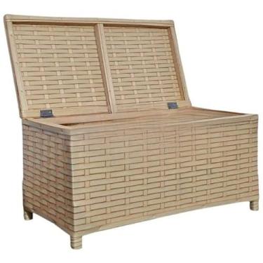 Imagem de Caixa Organizadora de Brinquedos com Tampa Articulada - Design Moderno em Tecido, Estrutura em Madeira e Pronta para Uso (vime)